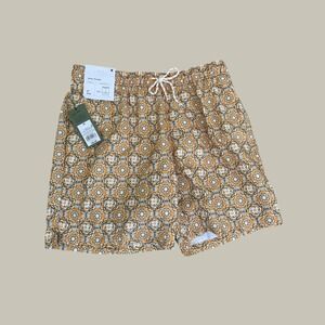 Target Gold Medallion Print Swim Trunks Mens Medium 7" Inseam Orange White New